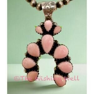 Wow! Pink Conch Naja Pendant Boho Sterling Silver 925 2”